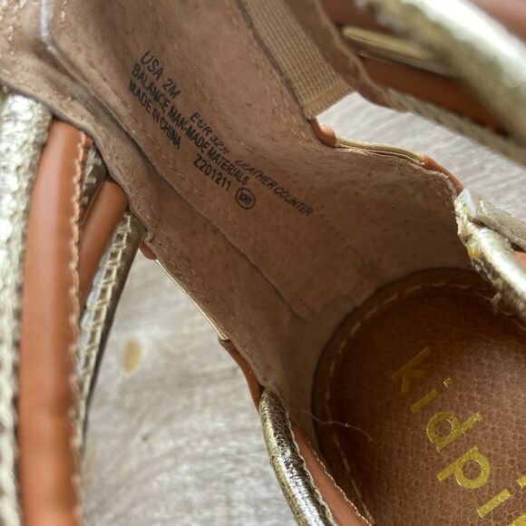 kidpik Girls Sandals Size 2 Gold Brown Gladiator Style Back Zip Strappy - Picture 2 of 9